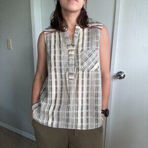 Striped Sleeveless Popover Blouse